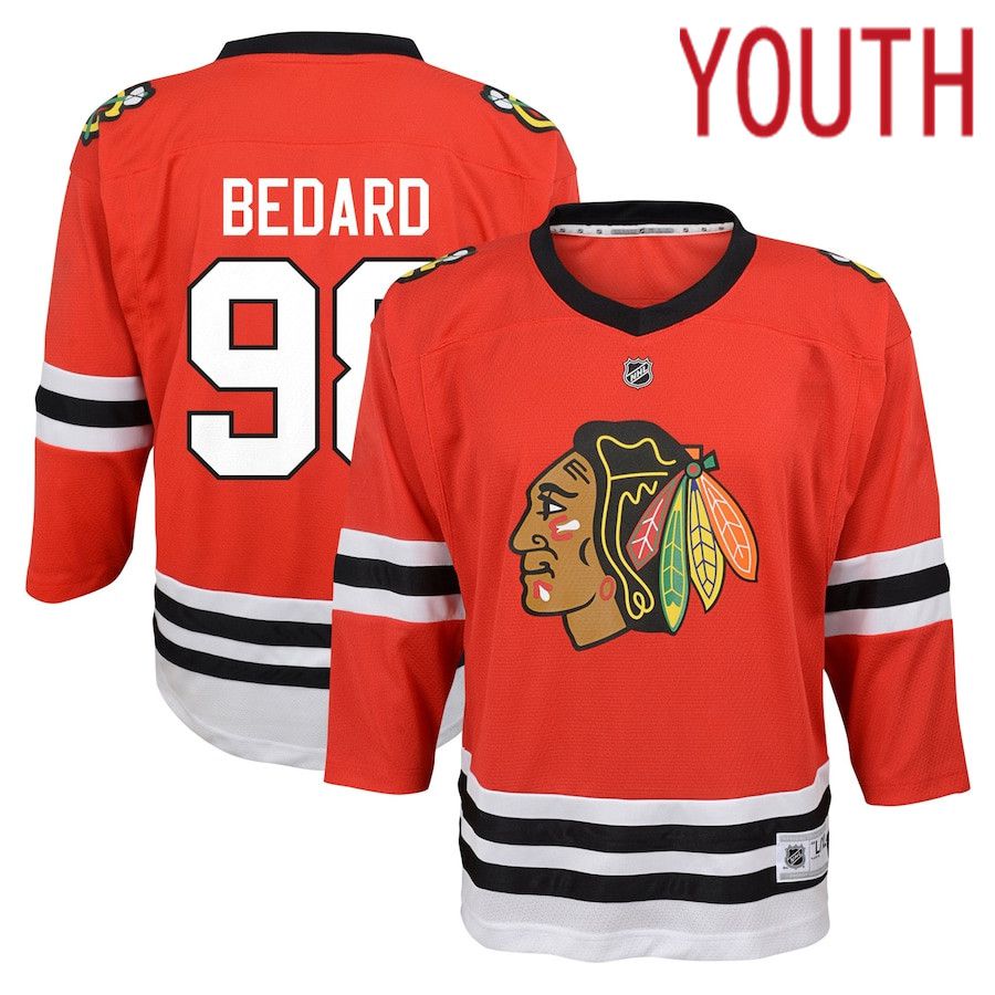 Youth Chicago Blackhawks #98 Connor Bedard Red Home Replica Player NHL Jersey